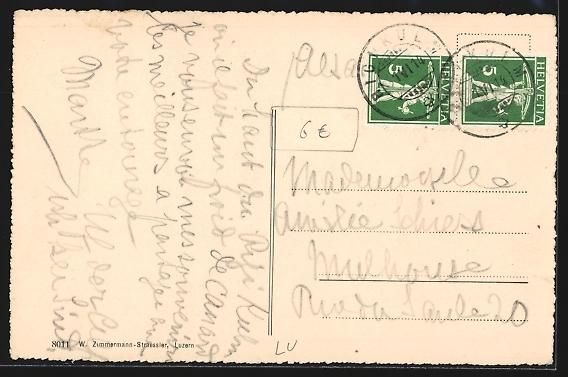 Cartoline postali: Rigi-Kaltbad, Gasthaus Bellevue mit Berg – Usato da Berlin venduto da bartko-reher 1