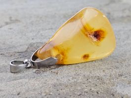 SALE Echter Bernstein Anhänger Kette massiv Naturbernstein