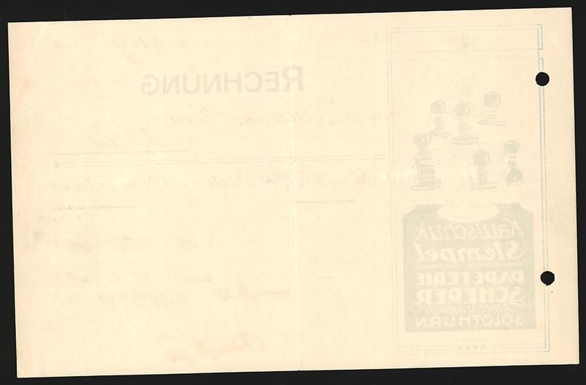 Sonstiges zum Sammeln & Seltenes: Rechnung Solothurn 1919, Papeterie Scher – Gebraucht aus Berlin von bartko-reher 1