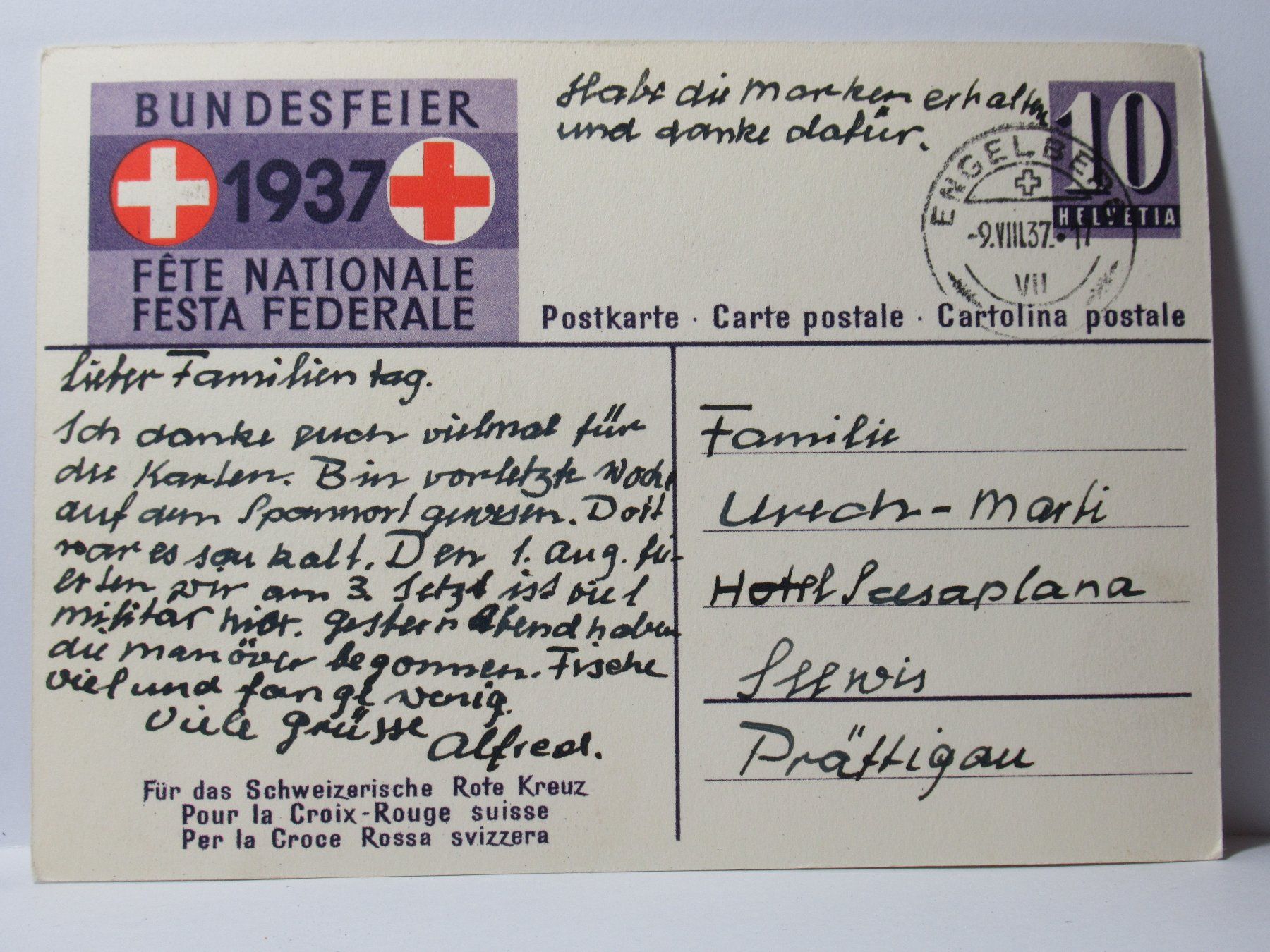 Cartes postales: Bundesfeier Postkarte  1937 – D'occasion à Grenchen par Bluemchen1900 1