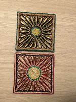 2 Untersetzer 60er / 70er Jahre  Vintage Blumenmuster