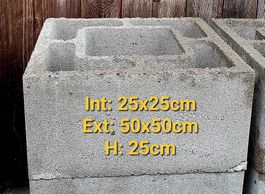 21 tubes cheminée beton boisseaux 50x50x25