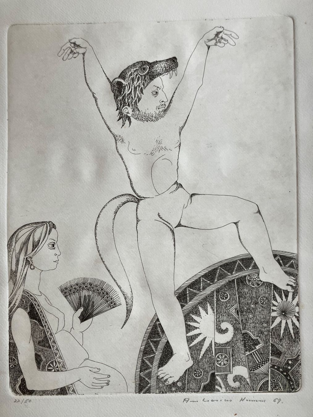 Poster & Bilder: Original-Radierung Ambrosius Humm 1969 – Gebraucht aus Zürich von Byron