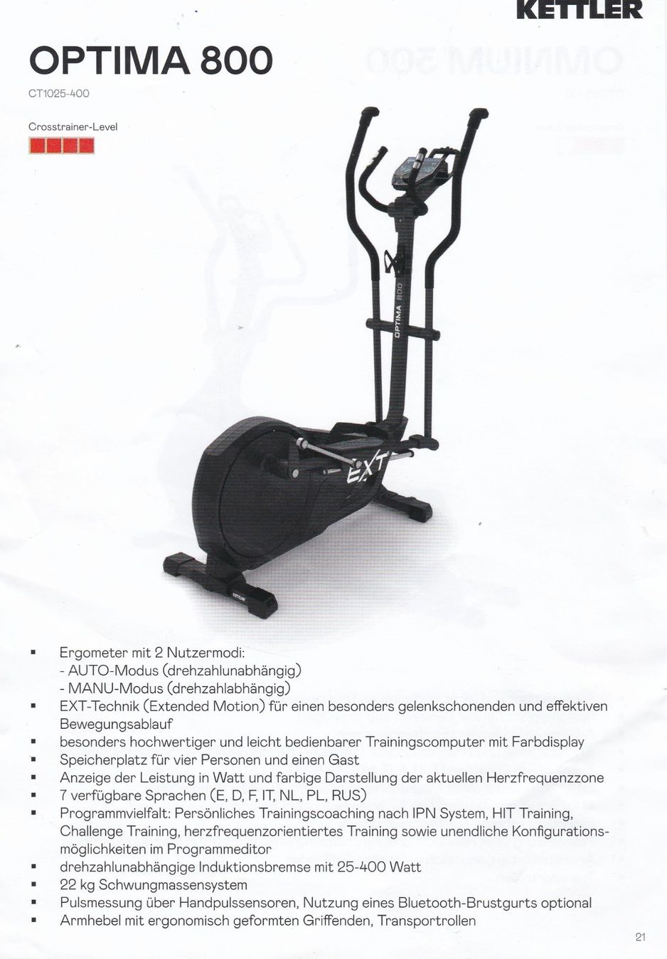 Kettler Hometrainer: Kettler Crosstrainer Ergometer Optima 800 – Usato da Winterthur venduto da Cago99