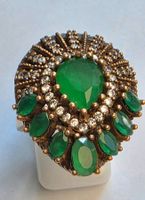 Ring mit Smaragd und Zirkonia Vintage Stil 58