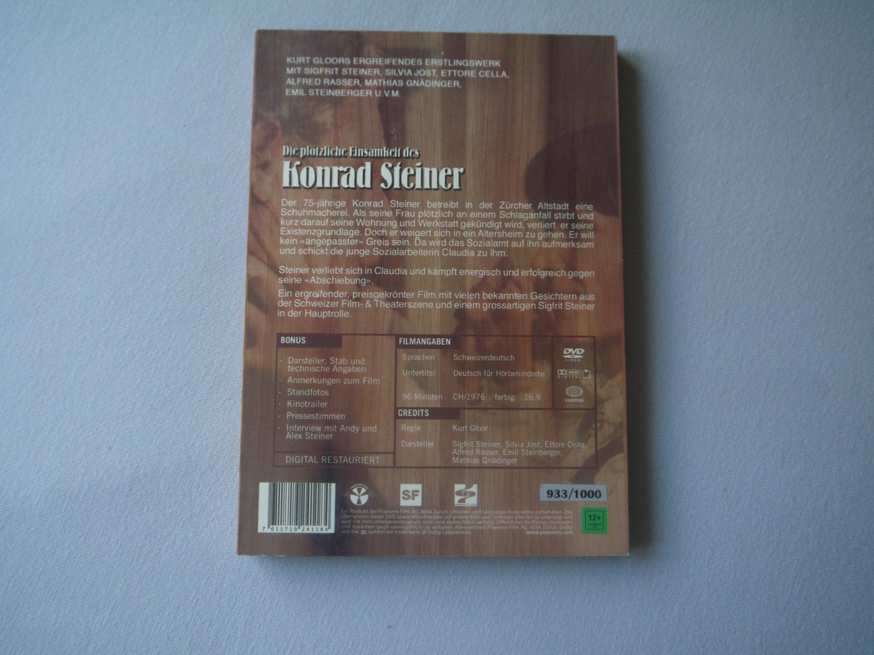 Tutti i DVDs: Die plötzliche Einsamkeit des Konrad Stein-Schweizerdeutsch – Usato da Hagendorn venduto da Blaf 1