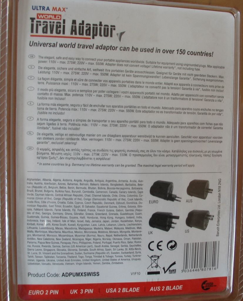 Unità & Adattatore: Weltreisestecker originalverpackt – Nuovo e nell'imballaggio originale da Diepoldsau venduto da preisparadies-ch 1