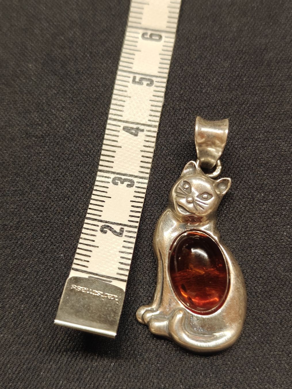 Ciondoli: Katzenanhänger mit Bernstein 925 Silber – Usato da Malans GR venduto da mesmen 5