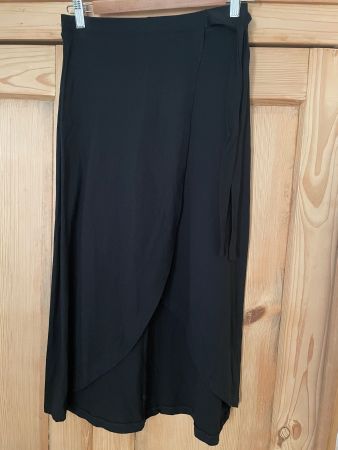 A-Linien-Rock aus Jersey, Midi, schwarz Gr. S
