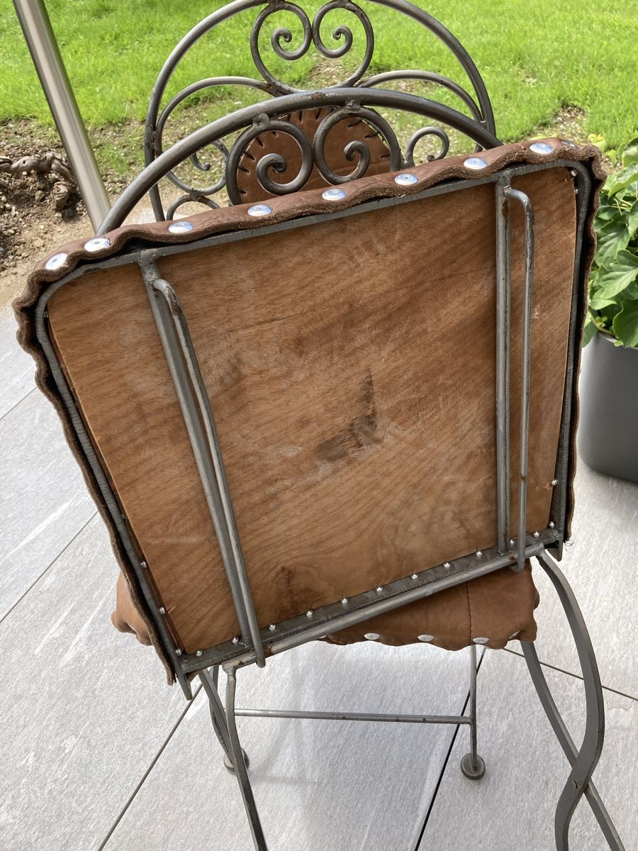 Sedie: 2 TOP - ANTIKE METALL mit LEDER GARTENSTÜHLE – Usato da Nidfurn venduto da cejeisda 7