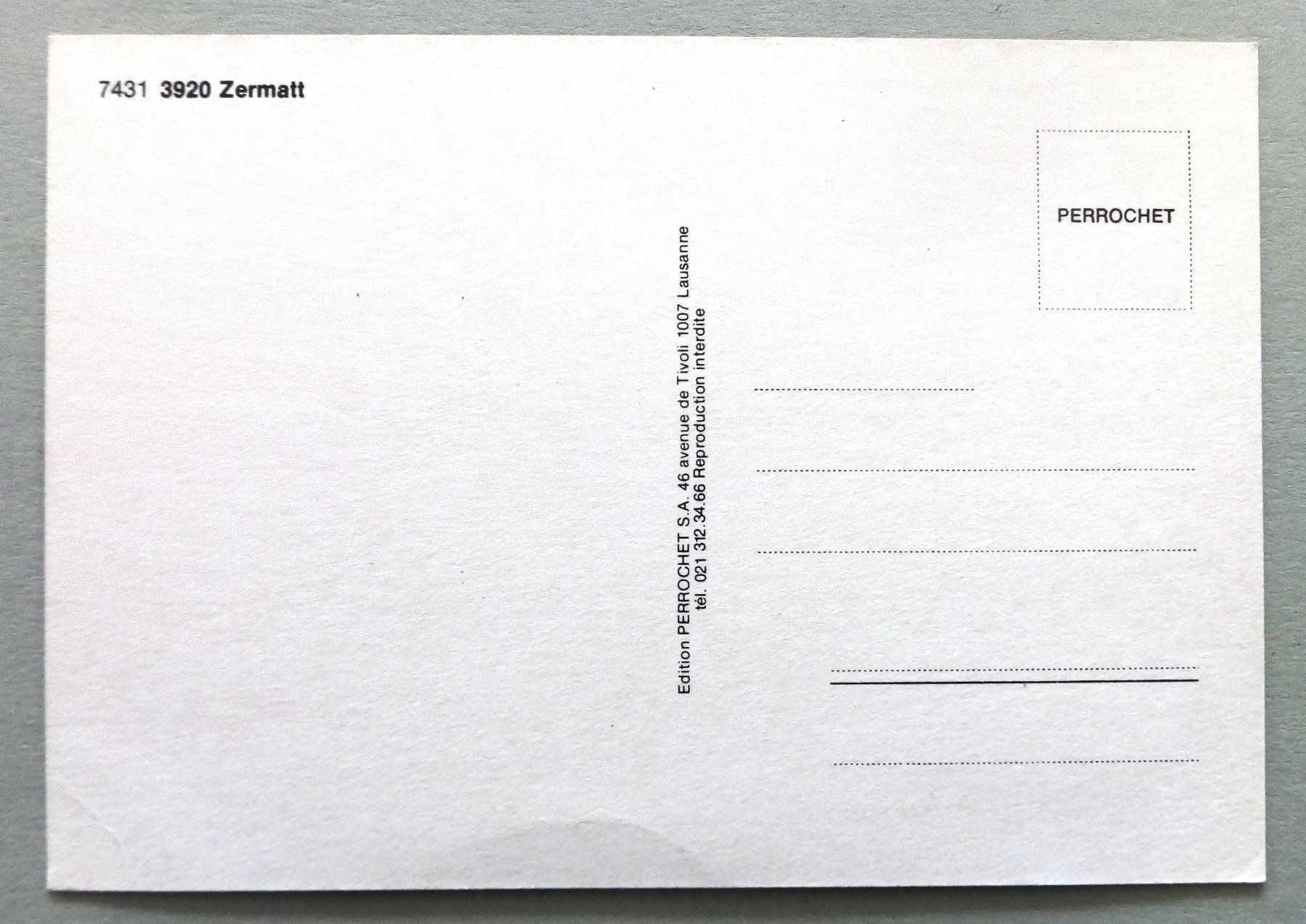 Cartoline postali: Zermatt – Usato da Fétigny venduto da Billy2miny 1