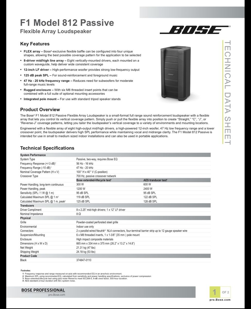 Bose Casse acustiche: Bose F1 812 passiv Lautsprecher – Nuovo (secondo la descrizione) da Hohenrain venduto da Boerri 7