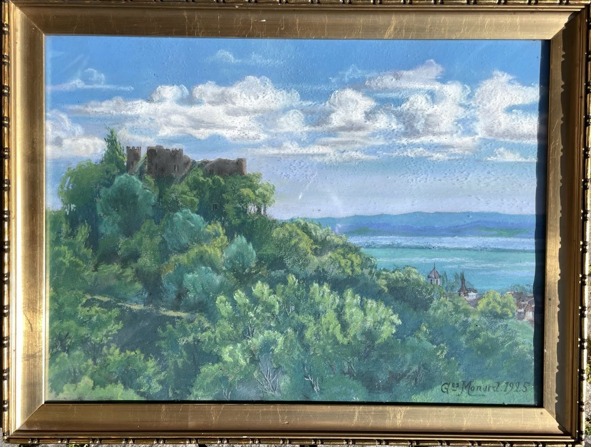 Tableaux: Pastel G. Monard 1925 château du Châtelard? – D'occasion à Biel/Bienne par Galaq 1