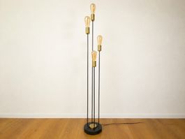 Moderne Stehlampe 4-flammig – Schwarz/Messing