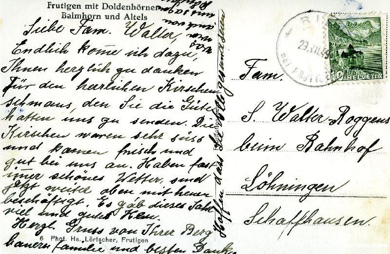 Cartoline postali: Frutigen - mit Dolderhörner + 1949 – Usato da Emmenbrücke venduto da teestube 1