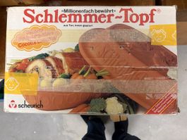 Schlemmer-Topf, Cocotte Lucullus, Bräter aus Ton,Vintage! (5