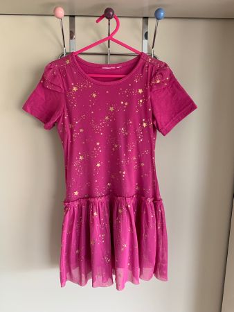 Festkleid, Tüllkleid mit goldenen Sternen, Gr. 134/140
