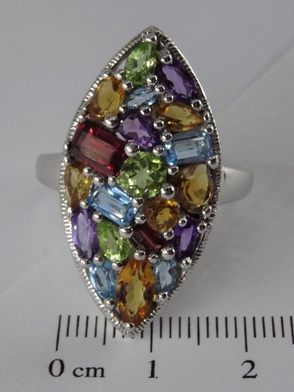 Anelli: Ring Silber 925 mit mixt Edelsteinen – Nuovo e nell'imballaggio originale da Matten b. Interlaken venduto da kero71