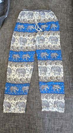 Haremshose Elephant Print Blau Weiss Grösse L Sommerlich ...