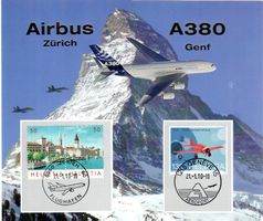 FOLDER AIRBUS A 380 ZÜRICH GENF MIT MATTERHORN - FL7