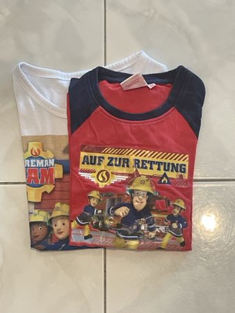 2 T-Shirts Sam Feuerwehrmann/Fireman Gr 110/116