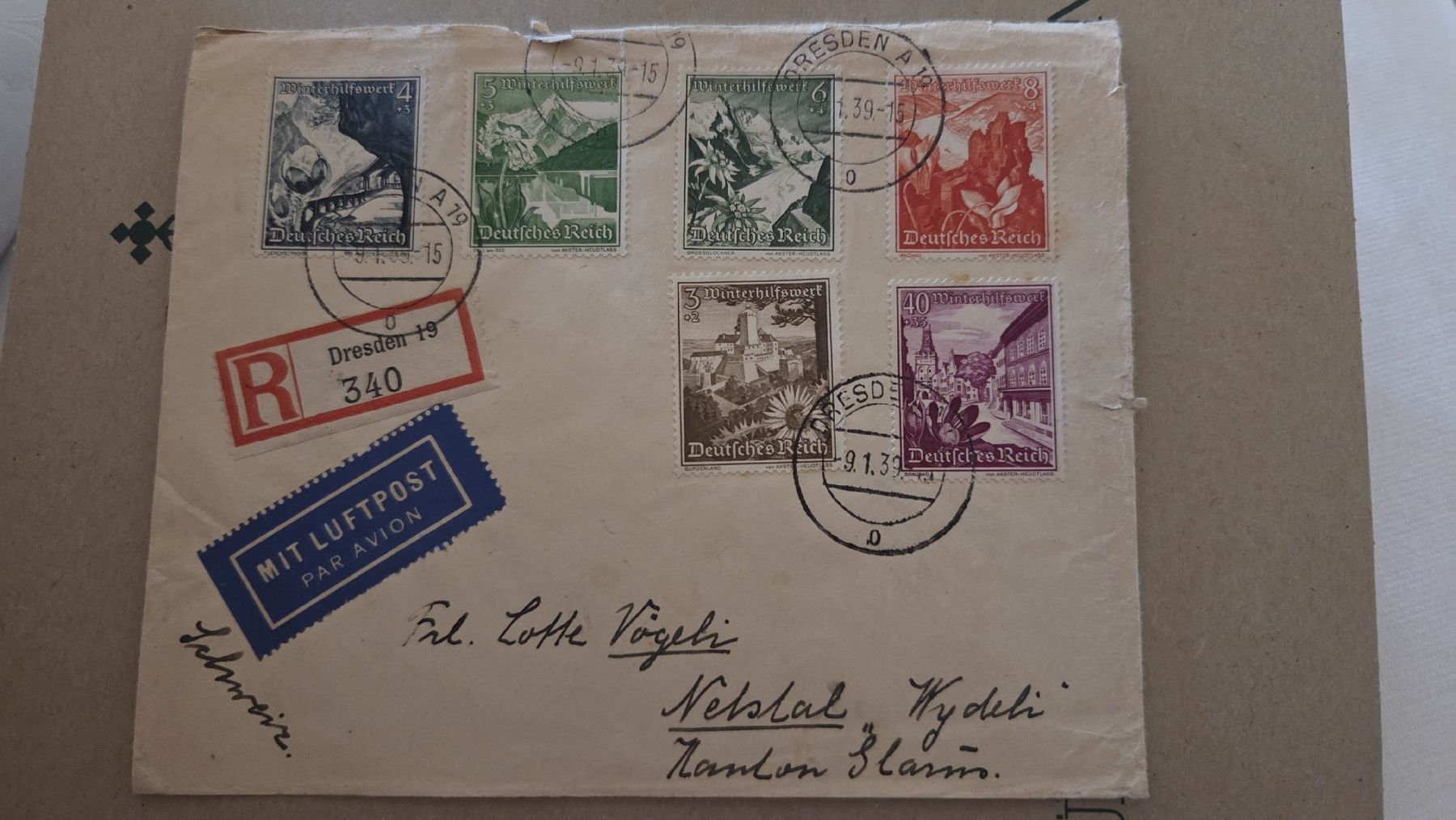 Alle Briefmarken: 1939 Einschreiben Brief Deutsches Reich – Gebraucht aus Arni AG von Moth68