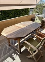 Gartentisch Teak massiv + 8 Klappstühle mit Armlehnen