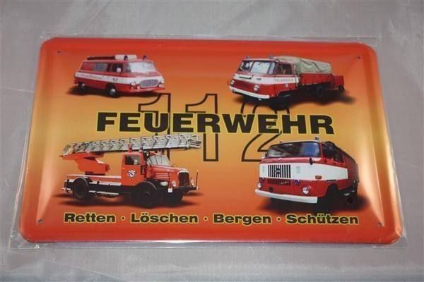 Schilder: Blechschild - FEUERWEHR AUTOS DDR – Neu und originalverpackt aus Rupperswil von big-one-sale