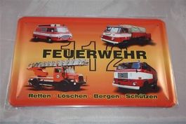Blechschild - FEUERWEHR AUTOS DDR