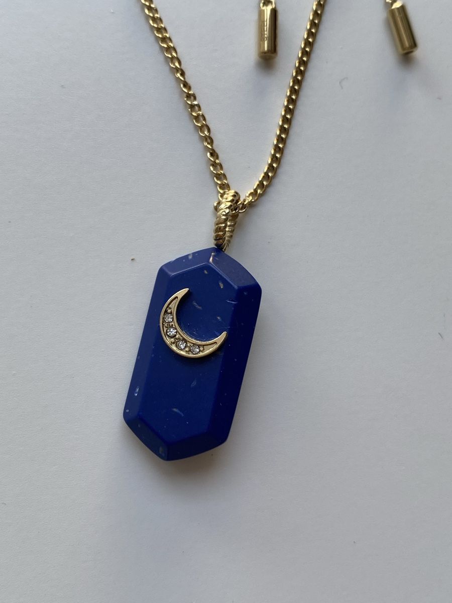 Fossil Catenine: Fossil Lapis Lazuli Halskette mit Mond – Nuovo (secondo la descrizione) da Givisiez venduto da dor_xb9k 2
