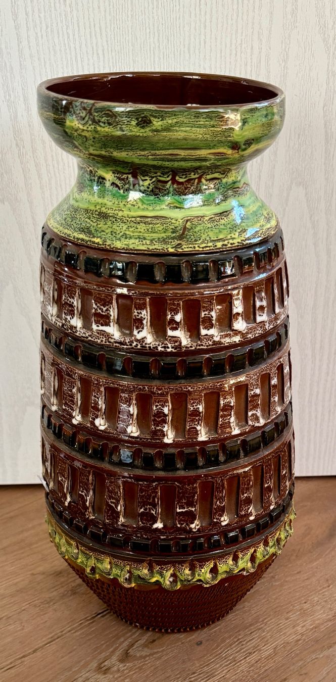 Vasen & Gefässe: Tolle Mid-Century Vase 60er Grün Braun 38.5 cm hoch – Gebraucht aus Rothrist von Luckywinner 2