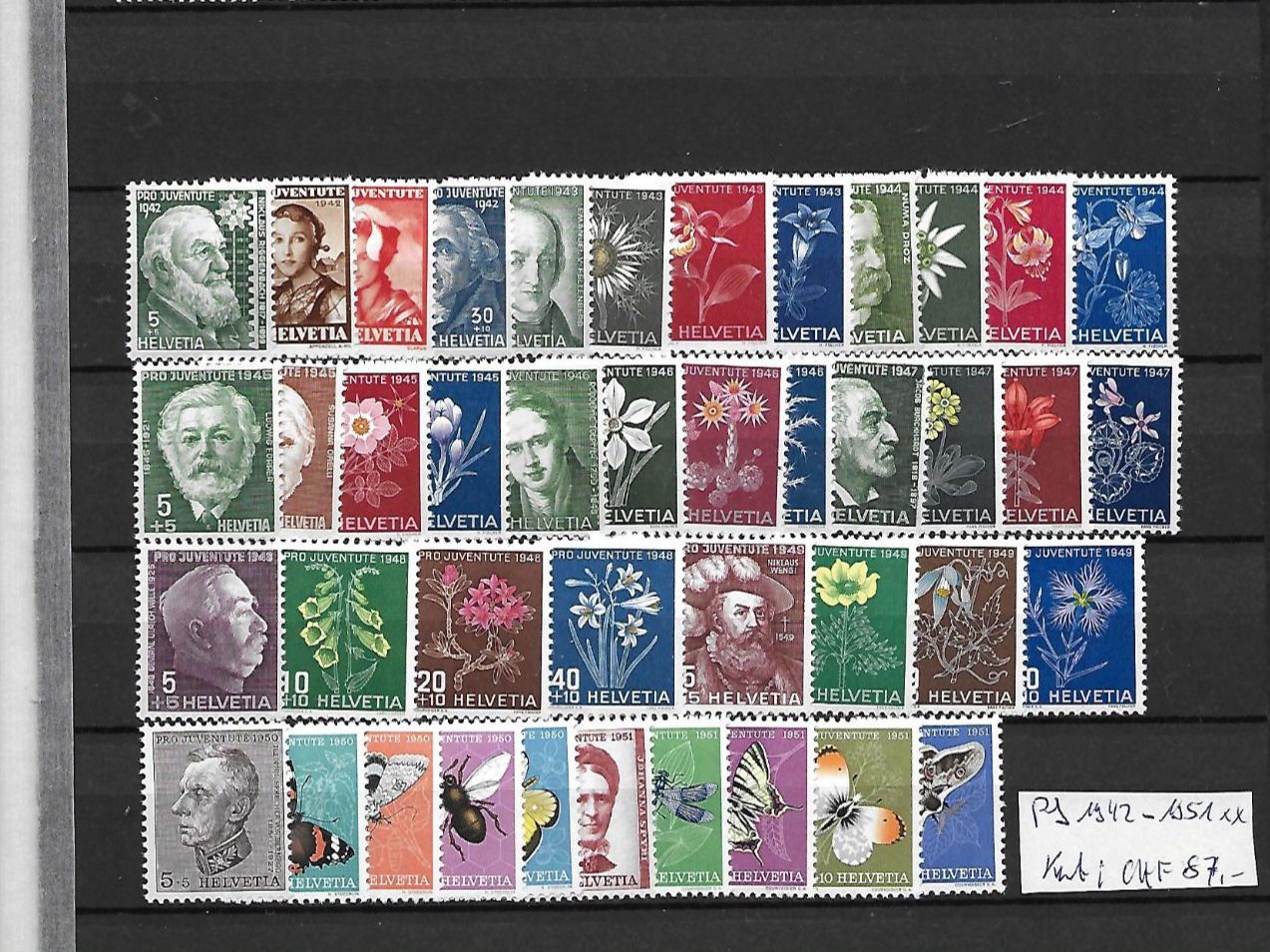 Alle Briefmarken: PJ 1942 - 1951 ** Kat: CHF 87.- – Neu (gemäss Beschreibung) aus Basel von Ilp
