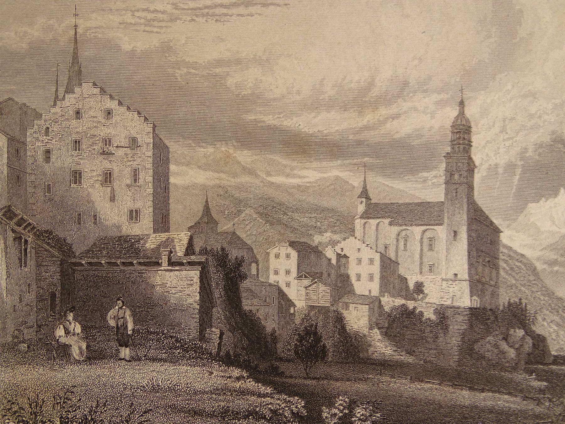 Incisioni: VISP, VIÈGE, STAHLSTICH 1838 – Usato da Grüningen venduto da Kartensammler 2