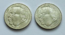 DEUTSCHLAND, 2x 5DM 1975 - 20.4g SILBER unz. Friedrich EBERT