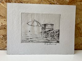 Radierung / Fischerhütte von HANS GSCHWIND     (ID B5855)