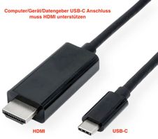 VALUE USB-3.1 TypC-zu-HDMI Adapterkabel ST/ST 2m schwarz