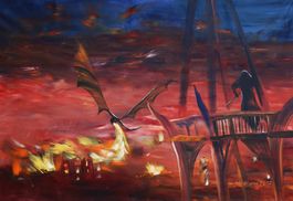 Drache S053⚡️Original-Acrylgemälde auf Leinwand 110x160cm