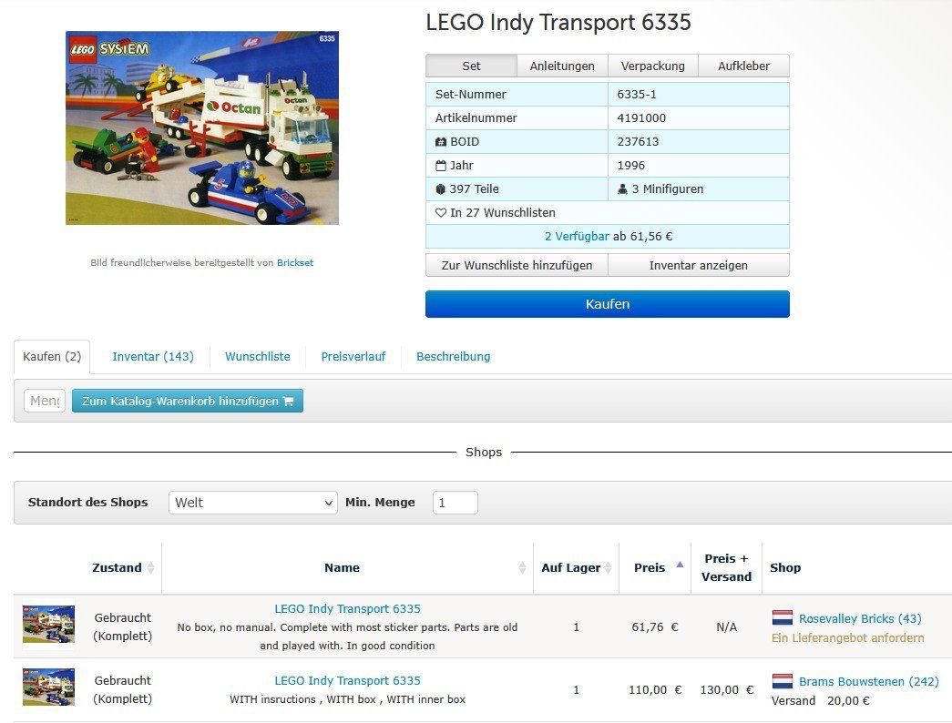 Lego Jeux de construction: Lego Indy Transport 6335 – D'occasion à Mörschwil par leg_yrn8 2