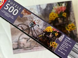 Puzzle Fahrrad mit Blumen