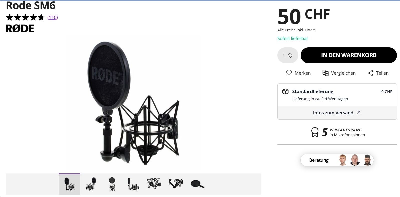 Supporti per strumenti musicali & leggii: Rode SM6 Mikrofonspinne+Popfilter, PSA1 Tischstativ, XLR. – Usato da Kriens venduto da Nikamii 2