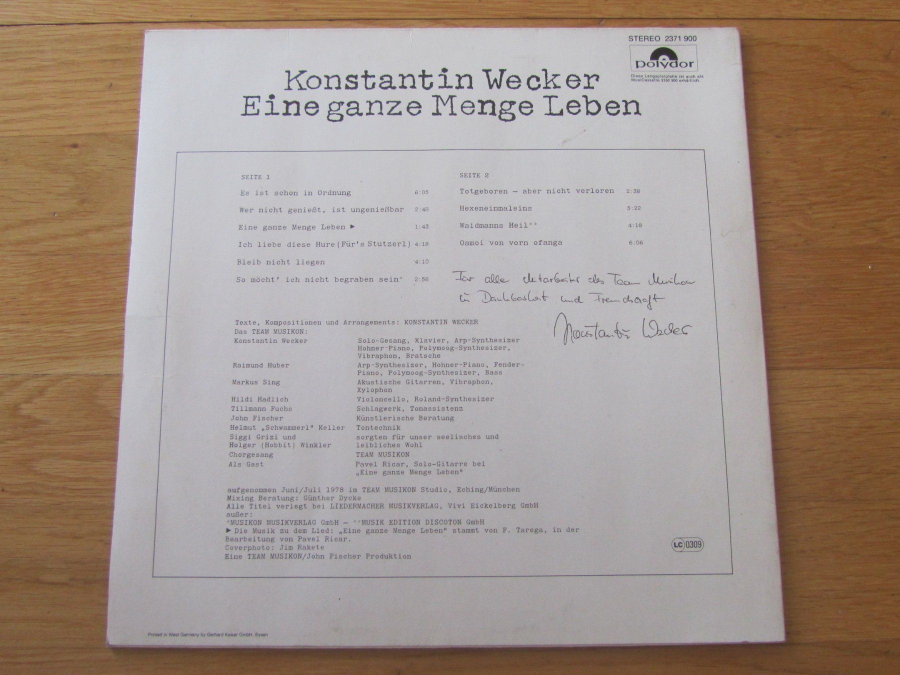Dischi in vinile: Konstantin Wecker "Eine ganze Menge Leben" Vinyl LP Polyd... – Usato da Seengen venduto da mikelele 3