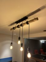 Deckenlampe Holz Balken mit 4 Fassungen schwarz gebraucht