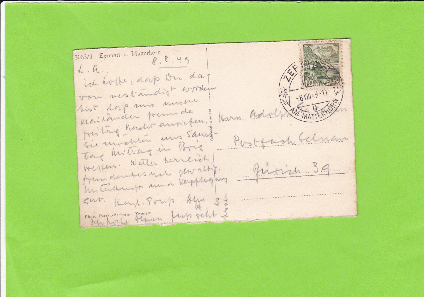 Cartoline postali: Zermatt und Matterhorn – Usato da St. Peterzell venduto da neckertal 1
