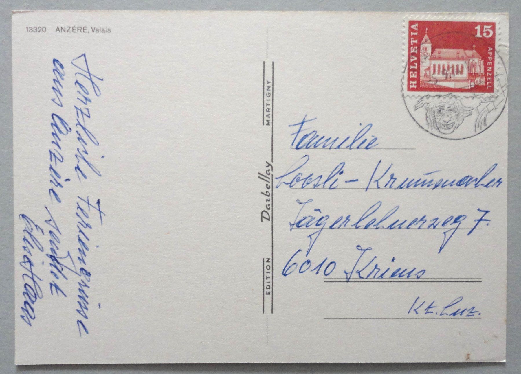 Cartoline postali: Anzère – Usato da Fétigny venduto da Billy2miny 1