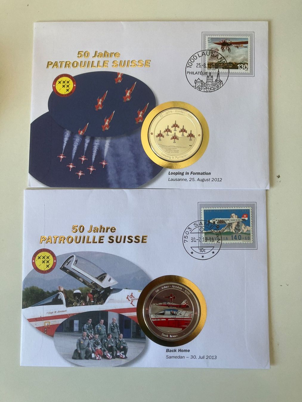 Alle Briefmarken: 19 Numisbriefe Patrouille Suisse – Gebraucht aus Baar von Ramona10 5