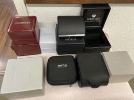 Konvolut Uhrenboxen Rado, DKNY, Louis XVI, Calvin Klein,