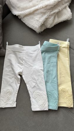 3er Set Mädchen Leggings Gr. 74 mit Spitze Sommer Top! (54)