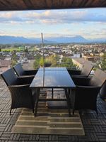 Gartenset Rattanoptik Alu-Tisch Glasplatte 4 Stühle