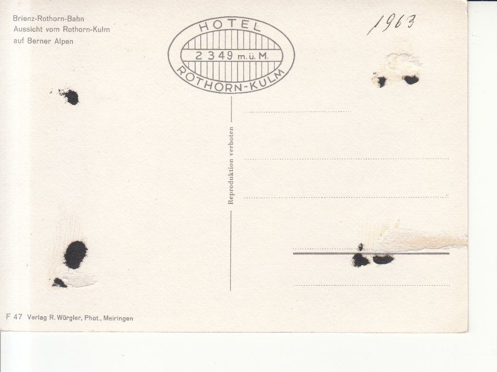 Cartoline postali: Rothorn Kulm Aussicht 1963 – Usato da Bürglen TG venduto da StampGraf 1