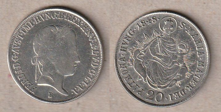 Tutti le monete: Ungarn, 20 Kreuzer 1848 B – Usato da Allschwil venduto da Coinfreak